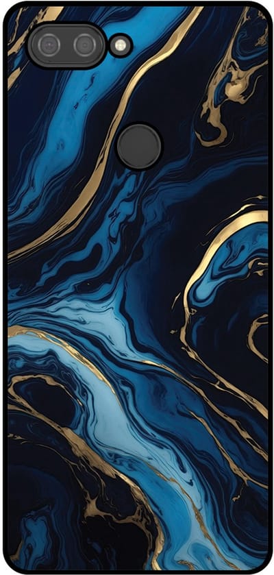 Smartphonica Telefoonhoesje Geschikt voor Xiaomi Mi 8 Lite met marmer opdruk - TPU backcover case gold blue marble design - Goud Blauw geschikt voor Xiaomi Mi 8 Lite