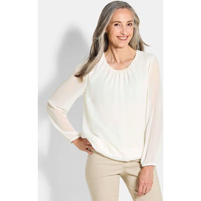 Elegante blouse van chiffon - gebroken wit - Gr. 54 van Goldner Fashion