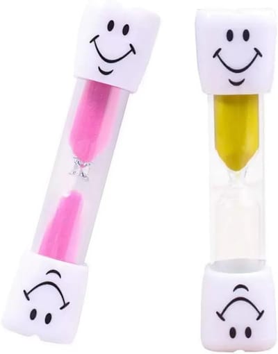 Zandloper voor Kinderen met Smiley Gezicht - 3 Minuten Timer voor Tandenpoetsen, Speelgoed voor Tijdmanagement en Educatieve Activiteiten in Huis, Geel en Roze