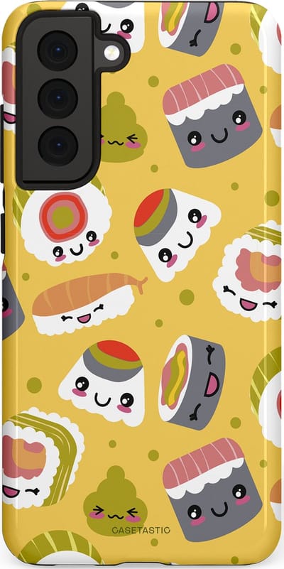 Casetastic Hoesje Geschikt voor Samsung S21 FE - Stijlvolle Beschermende Duo-layer Case - Sushi vriendjes