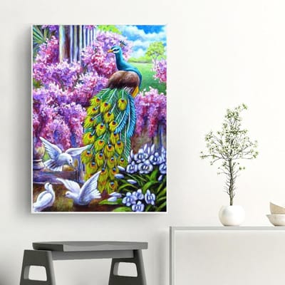 Diamant borduurwerk verkoop pauw diamant schilderij 5D dier diamant foto strass woondecoratie 20X30CM gray
