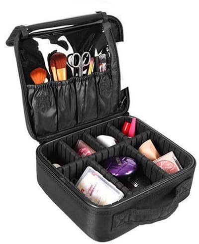 GELLDG Beautycase - Make-up Tas - Make-up Koffer - Verstelbare Vakken met Uitneembare Zwamverdeling - Dubbele Elastische Zakken - Ritsnetzvak - 26*23*9cm - Geschikt voor Reizen en Dagelijks Gebruik