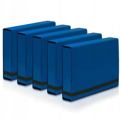 5x Vau-Pe A4 Dossier Box 50mm met Elastiek - Blauw