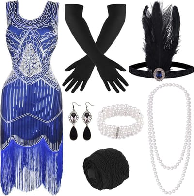 1920s Flapper Jurk met Franje en Pailletten voor Dames - Gatsby Stijl, Roaring 20s Kostuums en Accessoires