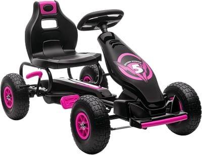 Kinderskelter - Trapauto - Buiten spelen - Verstelbare zitting - 121 x 58 cm - Roze zwart