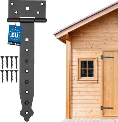 KOTARBAU® Schuurdeur Scharnieren, Staal, 250 mm, Zwart, T-Scharnier, Poortscharnieren, Deurscharnieren, Poortbanden, Poortbeslag