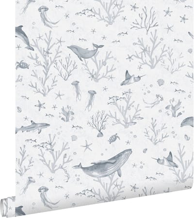 ESTAhome behang onderwaterwereld vergrijsd blauw - 50 x 900 cm - 131257