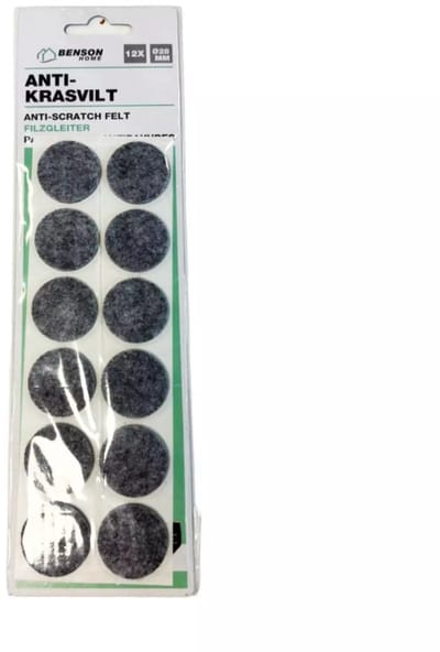 Benson Zelfklevend antikrasvilt - ø28 mm - grijs - 12 stuks - vloerbescherming