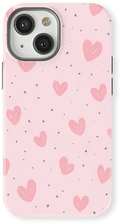 Tough Hoesje met Hartjes geschikt voor iPhone 13 Mini | Little Love Tough Case Geschikt voor Mag | Hartjes Print Backcover geschikt voor iPhone 13 Mini Pink Blush