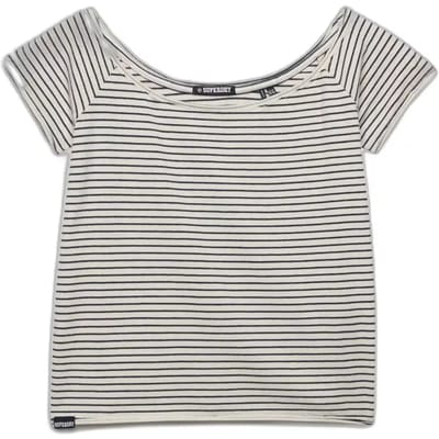 Superdry Bardot Off-shoulder Top Slanke Pasvorm Blauw Grootte: 38