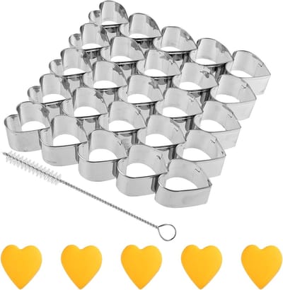 Hartvormige koekjesmal met 25 holtes, roestvrijstalen bakvorm voor desserts en gebak, ideaal voor thuis en restaurants, 2.8 x 2.8 cm