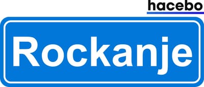 Hacebo - Plaatsnaam Sticker - 29x10 CM - Rockanje sticker - Verkeersborden sticker - grappige cadeaus - Rockanje
