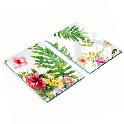 Multifunctionele decoratieve glazen snijplanken voor de keuken met bloemenpatroon, 2x40x52 cm