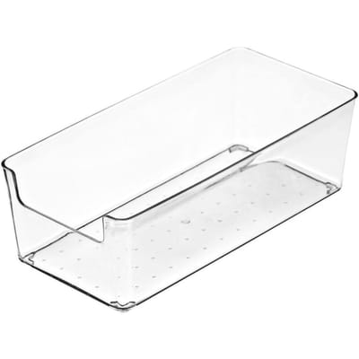 Lade Opbergbakken Duurzame Transparante Plastic Lade Opbergverdelers Box voor Keuken Medium Vierkant Small Rectangle Box white