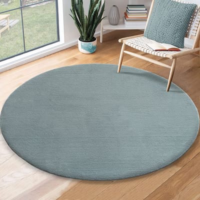 the carpet RELAX – Extra Zacht & Wasbaar Vloerkleed tot 30°C met Antislip Onderzijde – Fluweelachtige Structuur – Voor Slaapkamer of Woonkamer – Blauw, rond 120 cm