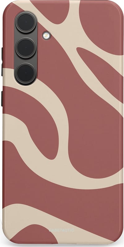 Casetastic Hoesje Geschikt voor Samsung S24 Plus - Stijlvolle Beschermende Duo-layer Case - Terracotta Mediterranee Golven