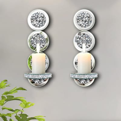 Omgoods - Set van 2 Kristallen Kandelaren voor Muurdecoratie