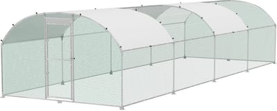 ACXIN Kippenhok Outdoor Ren - Gegalvaniseerd Stalen Pluimvee Huis - Vergrendelbare Deur Koepeldak - 3x6 m