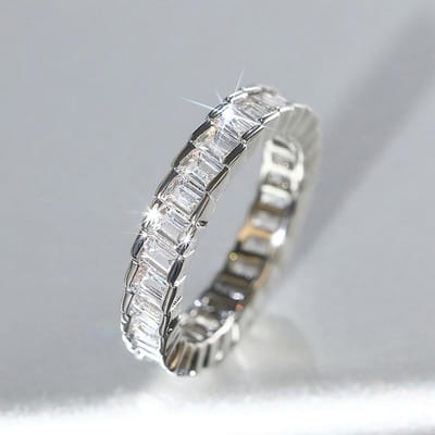 Huitan Trendy Luxe Belofte Ringen Vrouwen Eeuwigheid Verloving Trouwsieraden Kleur Schitterende Geometrische Zirkonia Ring 9 gray