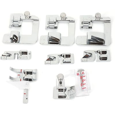 Ensemble de 8 pieds presseurs pour machine à coudre, kit de pied presseur pour ourlet plat, accessoires pour machine à coudre