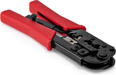 Modulaire krimptang - Krimpen, strippen en knippen - Geschikt voor RJ45 - Metaal - Rood - Allteq