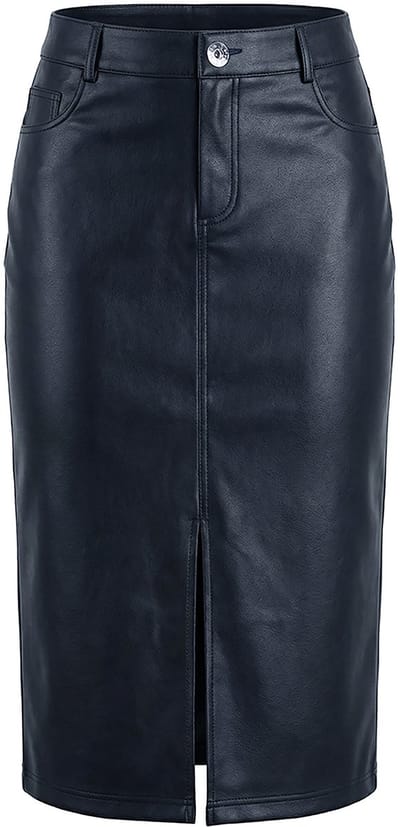 Studio Untold - Dames - Rok in een leerlook A-lijn midi-lengte - Zwart - Maat 42