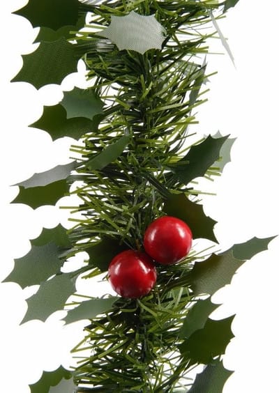 Decoris kerstslinger hulst - 2x - groen - 270 cm - kunststof - guirlande - kerstversiering