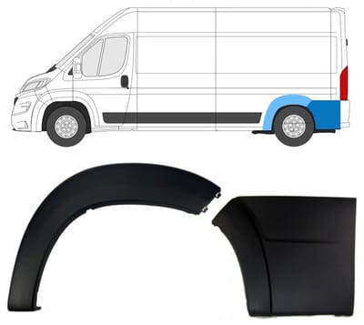 Achterste zijlijst sierlijst voor Peugeot Boxer 2018- / Links / Set