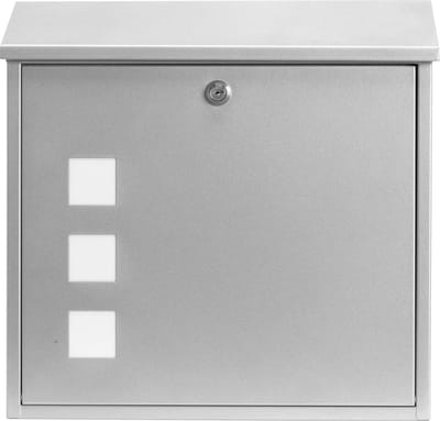 Aire Wall Mounted Galvanized Steel Lockable Weatherproof Mailbox - Silver - 37x36x11cm