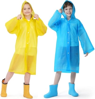 Famanu – 2 stuks regenjassen voor kinderen, herbruikbare regenponcho's met capuchon en mouwen, waterdichte regenjassen voor jongens en meisjes