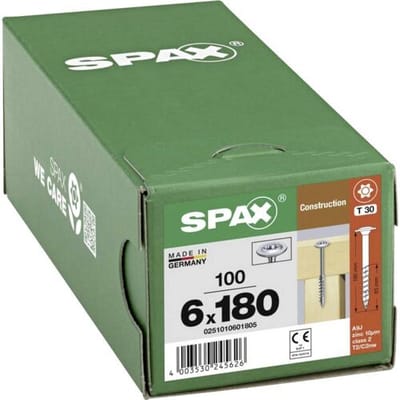 SPAX 0251010601805 R 88193 m.Spitze/T-STAR Houtschroef 6 mm 180 mm T-STAR plus Staal WIROX 100 stuk(s)