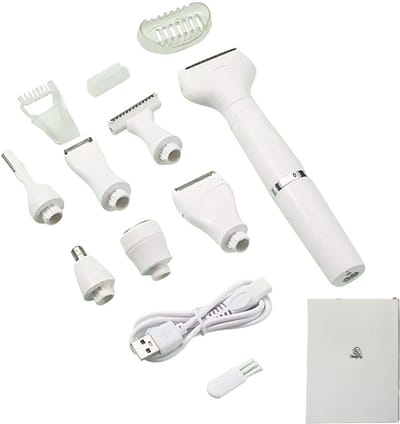 BeautyVlijt - Ladyshave - 7 in 1 - Oplaadbaar - Ladyshave voor Vrouwen - Ontharingsapparaat - Ontharingsapparaten - Scheerapparaat voor Vrouwen - Scheerapparaat Gezicht - Bikinitrimmer - Trimmer Vrouw - Ladyshaver - Oplaadbaar en Draadloos - Wit