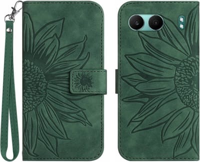 Coverup Hoesje - Geschikt voor OnePlus Nord 4 Hoesje - Coverup Zonnebloem Book Case met Koord - Groen