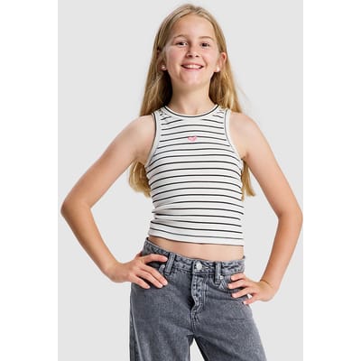 Roxy Iconic Days Rg Stripes Mouwloos T-shirt Wit 12 Years Meisje