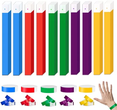 Dailygoods- Papieren Armbanden 500 Stuks - Waterdicht - Lichtgewicht - Voor Evenementen/Festivals - 5 Kleuren - Scheurvast - Toegangsbandjes