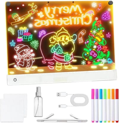 Led-tekentafel voor kinderen - met standaard 7-kleuren 3- oplichtende LED | Tekenblok Schetsspeelgoed - voor meisjes, jongens, kleuters, kleuterscholen, studenten, tieners en jongeren