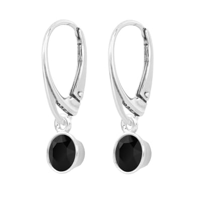 ARLIZI 1637 Oorbellen Swarovski Kristal Hanger Zwart - Sterling Zilver - 2,5 cm