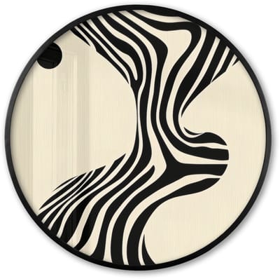 Poster in lijst Rond - Fotolijst 60x60 cm - Posters - Beige - Lijnen - Golvend - Abstract - Ronde posterlijst zwart - Decoratie - Wanddecoratie woonkamer - Muurdecoratie slaapkamer