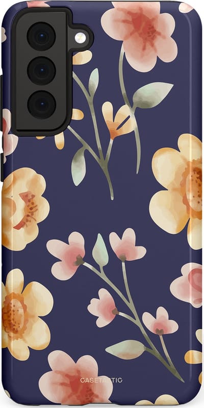 Casetastic Hoesje Geschikt voor Samsung S21 FE - Stijlvolle Beschermende Duo-layer Case - Fluweel Bloemendesign