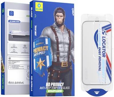 BLUEO Glasfolie - Privacy Screenprotector Geschikt voor iPhone 17 Pro / 17 / 16 Pro - Met Installatie Kit