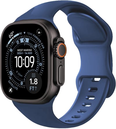 Siliconen Bandje Geschikt voor Apple Watch Ultra 1, 2, 3 (49 mm) Bandje Siliconen - Horloge Band Verstelbaar Polsband - Donkerblauw