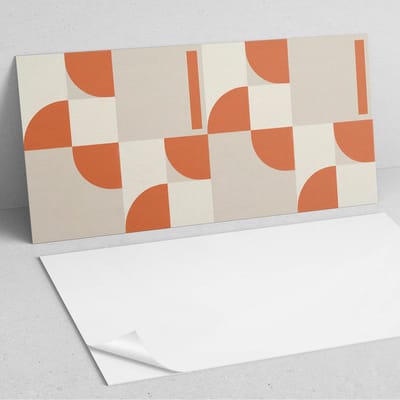 Coloray Wandpanelen Zelfklevend - Abstracte rangschikking van vormen PVC Wandpaneel - 100 cm x 50 cm - Oranje Wandbekleding Zelfklevend - 1 stuk - Abstractie Wandpanelen Zelfklevend - Wandbord Keuken - Wandpaneel Badkamer