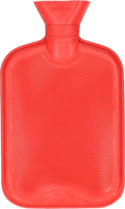 DID Warmwaterkruik - met rubberen hoes - rood - 2L - kruiken voor warme voeten/lichaam