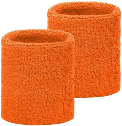 2x Zweetbandje - Polsbandje - Sweatbands - Sportbandjes - Wristbands - Badstof - Oranje - Jonyx