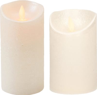 Set van 2x stuks Creme Parel Led kaarsen met bewegende vlam - 12.5 en 15 cm - Sfeer stompkaarsen voor binnen