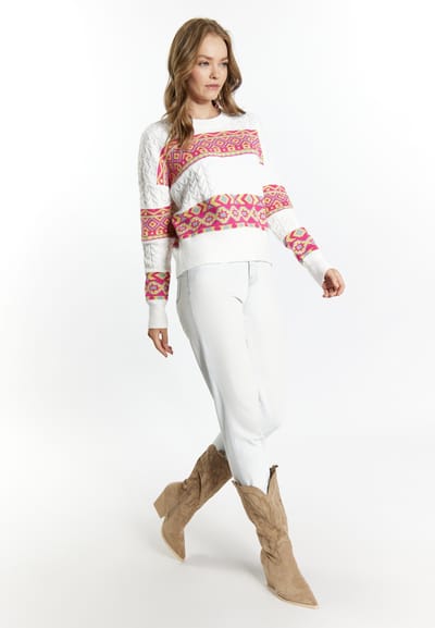 IZIA Jumper Dames Wit Veelkleurig