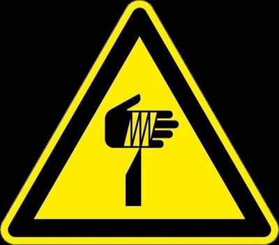 Waarschuwingsbord scherpe punten - kunststof - W022 200 mm
