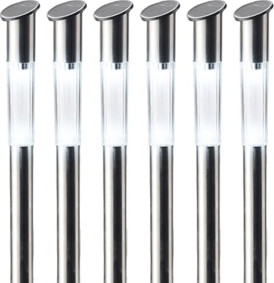 6x lumineo solar prikspot/tuinspot - rvs - h57 cm - zonne-energie