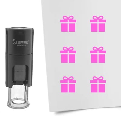 CombiCraft Stempel cadeau 10mm rond roze inkt - per 1 stuk