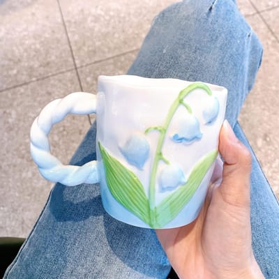Hoge waarde Bloemenmok Design Sense Waterbeker Meisjeshart Mok Handgeschilderde Beker Verjaardagscadeau Souvenir 401-500ml